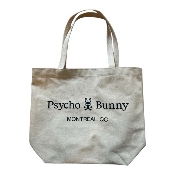 Psycho Bunny MTL, QC Beige Canvas Tote Bag - Picture 1 of 3
